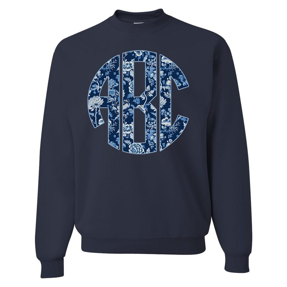 Monogrammed 'Blue & White Chinoiserie' Big Print Sweatshirt