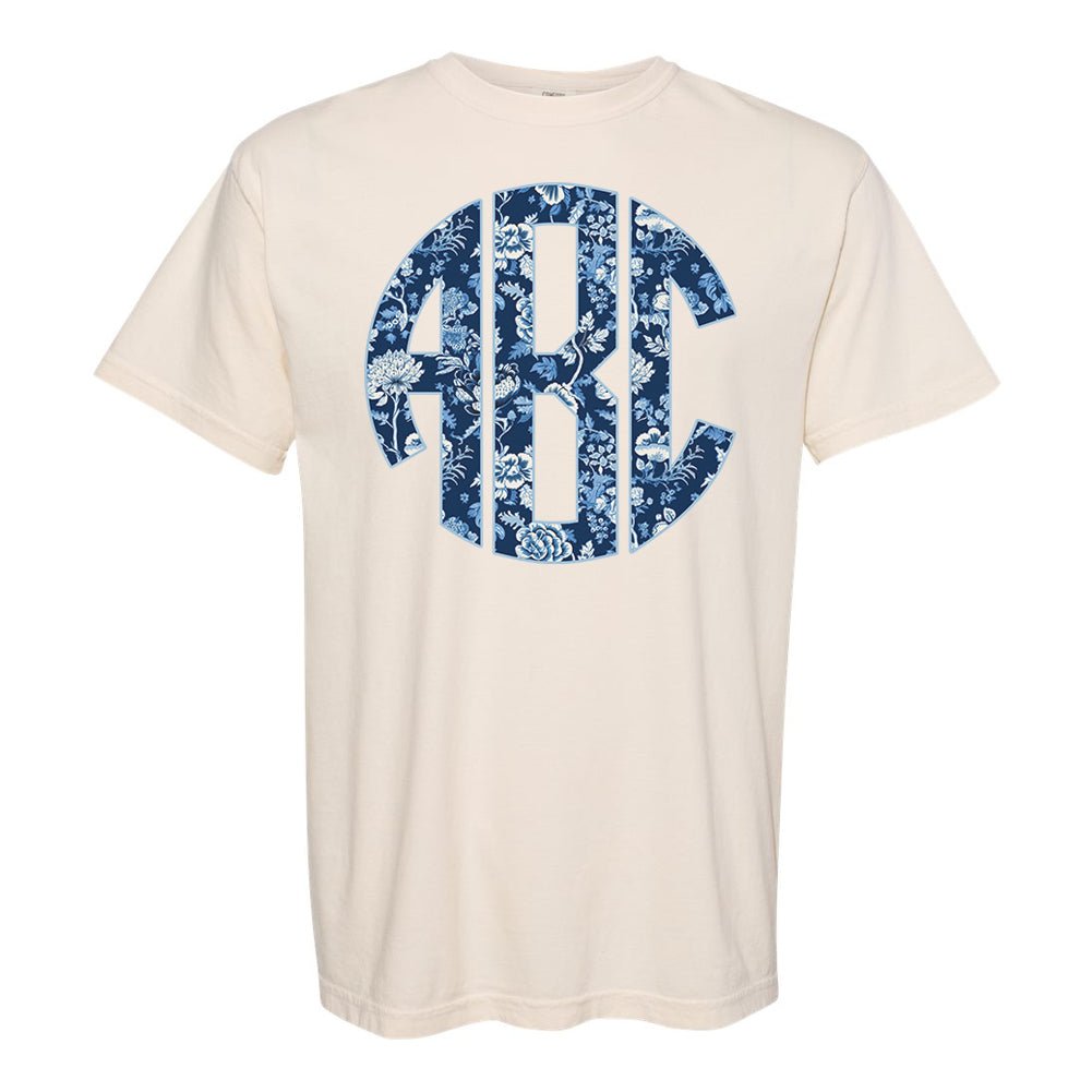 Monogrammed 'Blue & White Chinoiserie' Big Print T-Shirt