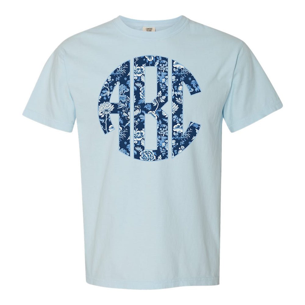 Monogrammed 'Blue & White Chinoiserie' Big Print T-Shirt