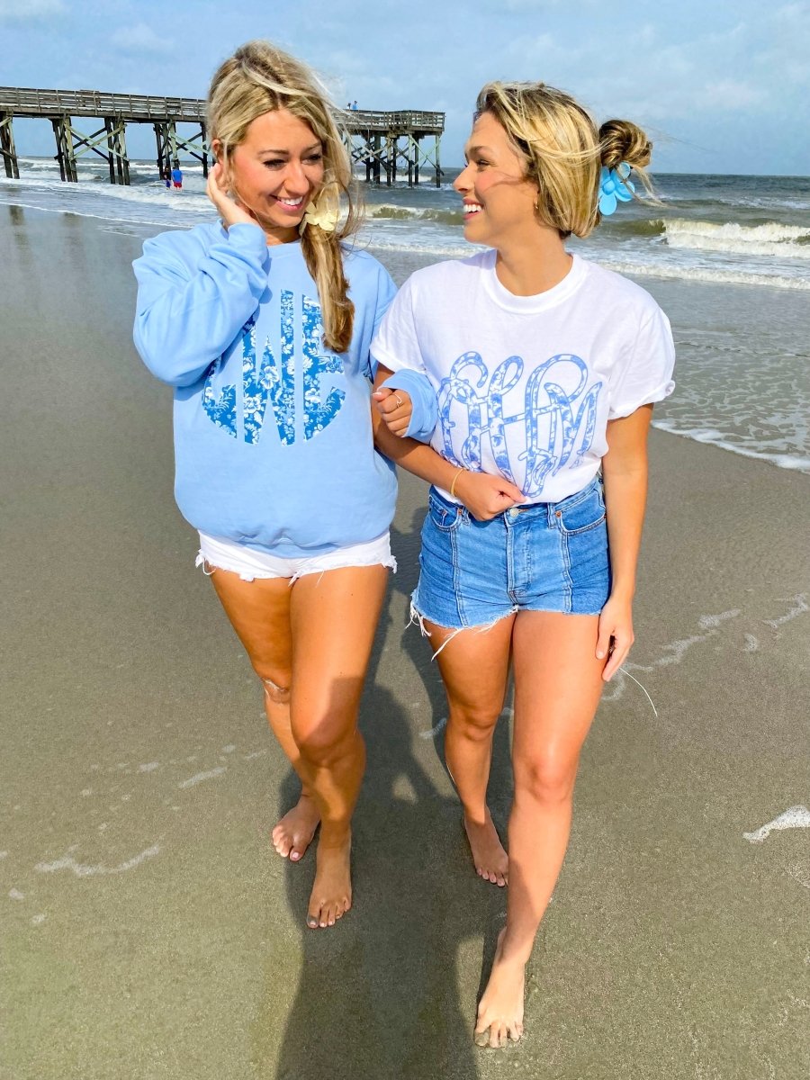 Monogrammed 'Blue & White Chinoiserie' Big Print T-Shirt