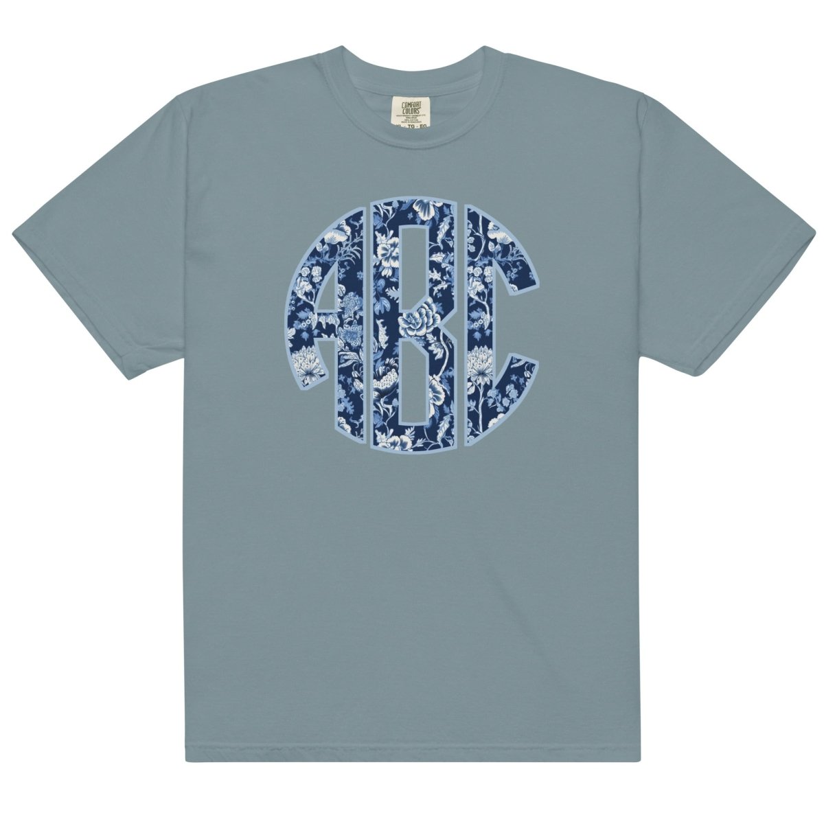 Monogrammed 'Blue & White Chinoiserie' Big Print T-Shirt
