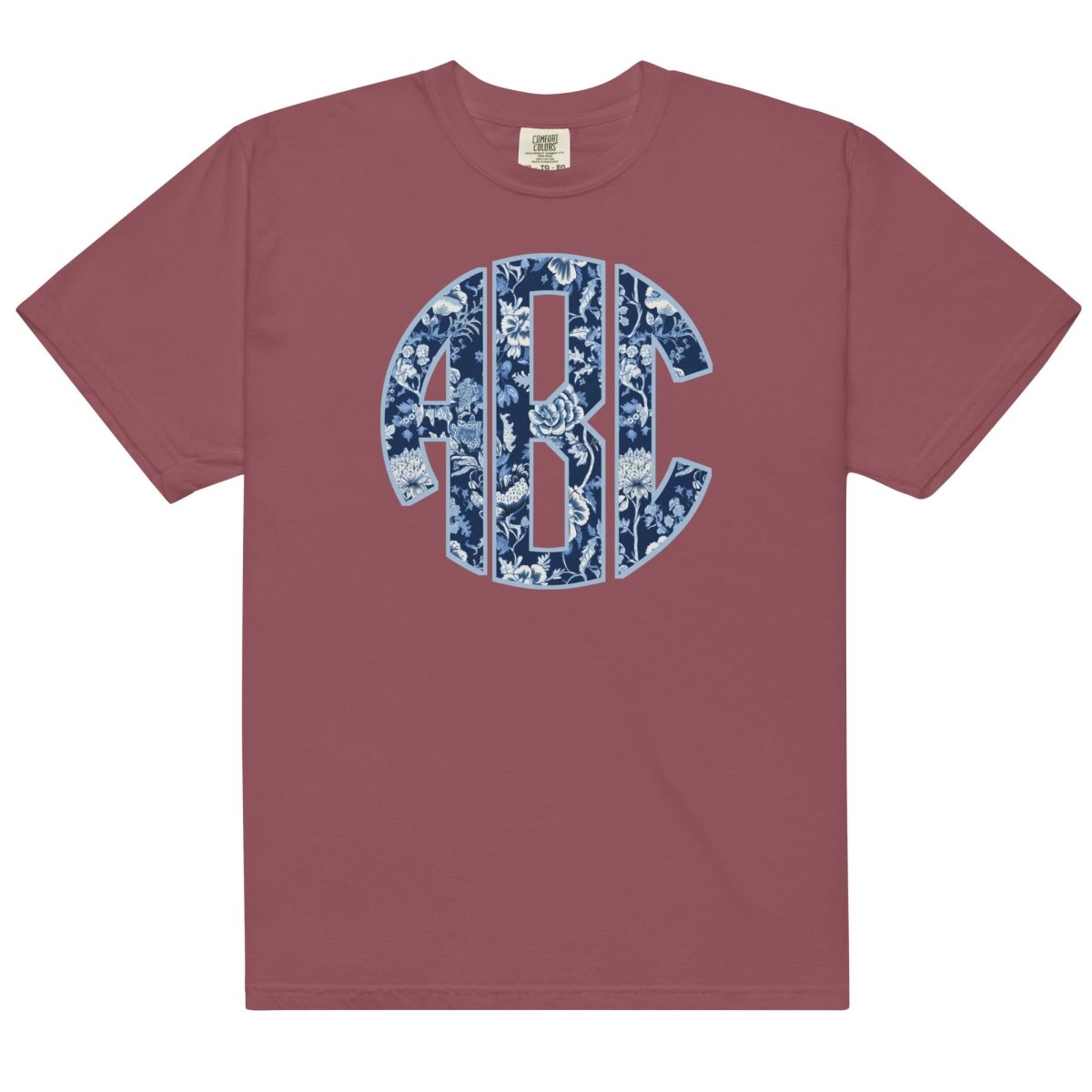 Monogrammed 'Blue & White Chinoiserie' Big Print T-Shirt