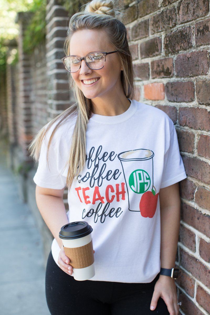 Monogrammed 'Coffee & Teach' Basic T-Shirt