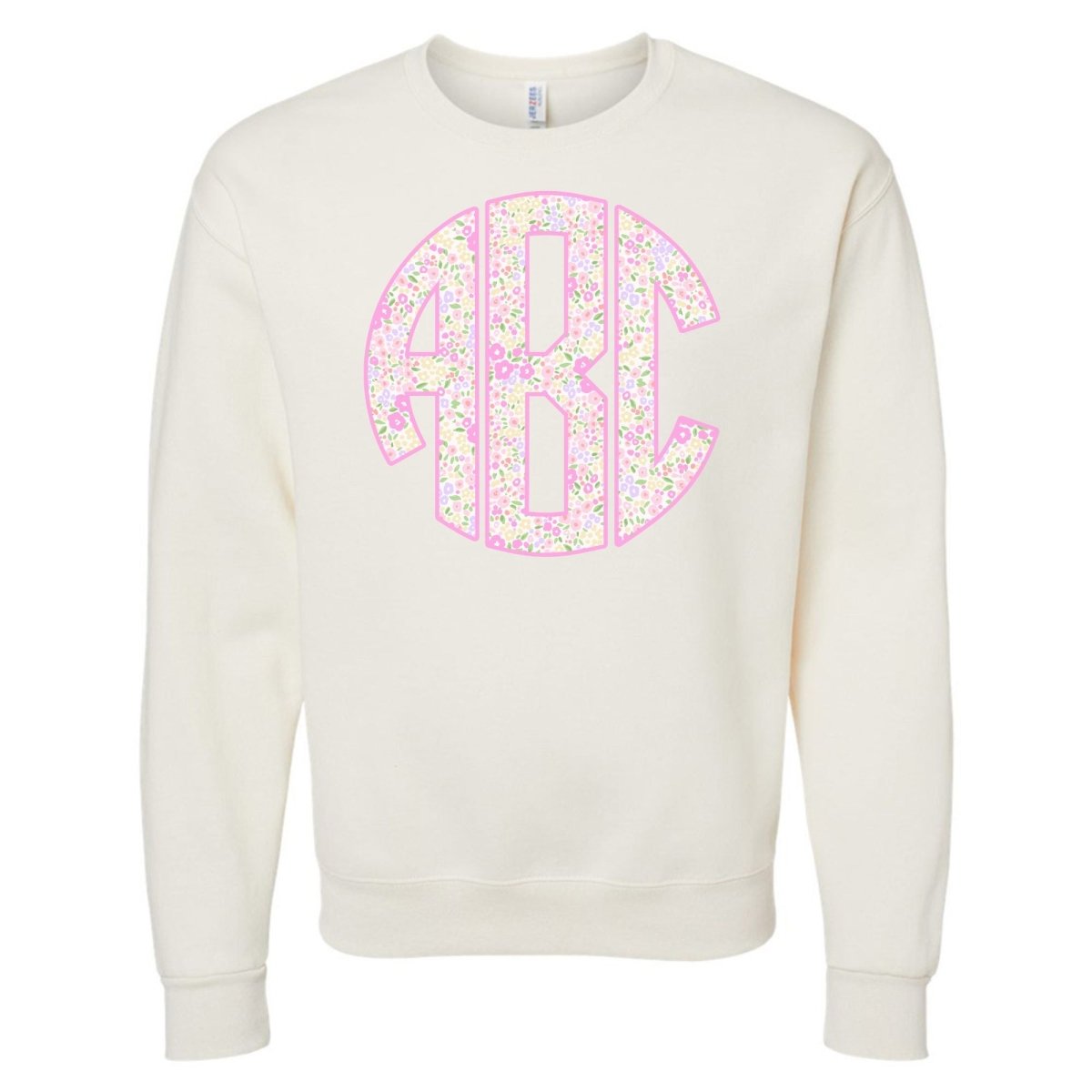Monogrammed ‘Coquette Floral Patterns’ Big Print Crewneck Sweatshirt