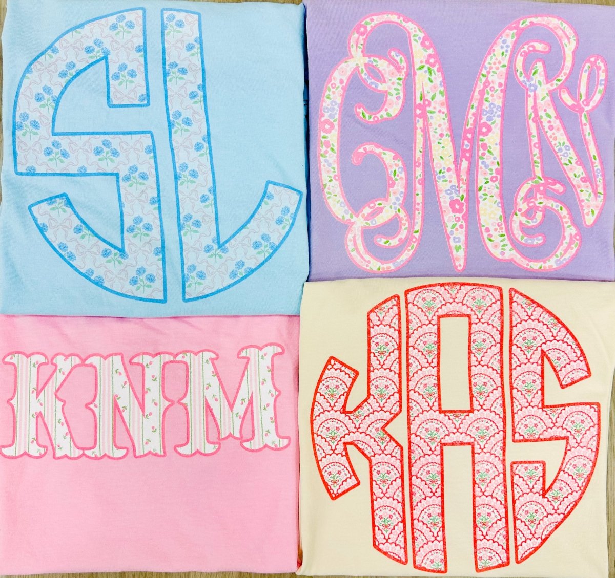 Monogrammed ‘Coquette Floral Patterns’ Big Print T-Shirt