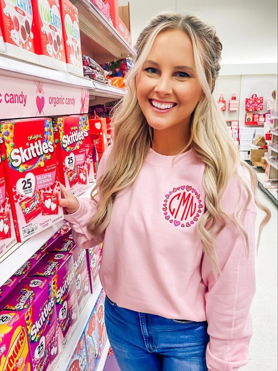 Monogrammed 'Heart Border' Crewneck Sweatshirt