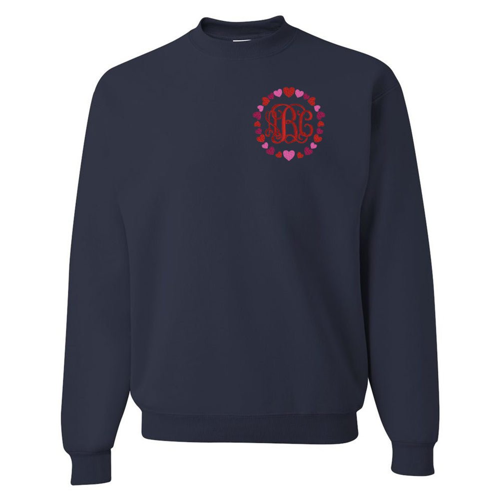 Monogrammed 'Heart Border' Crewneck Sweatshirt
