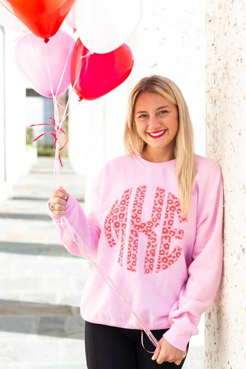 Monogrammed 'Leopard Love' Big Print Crewneck Sweatshirt