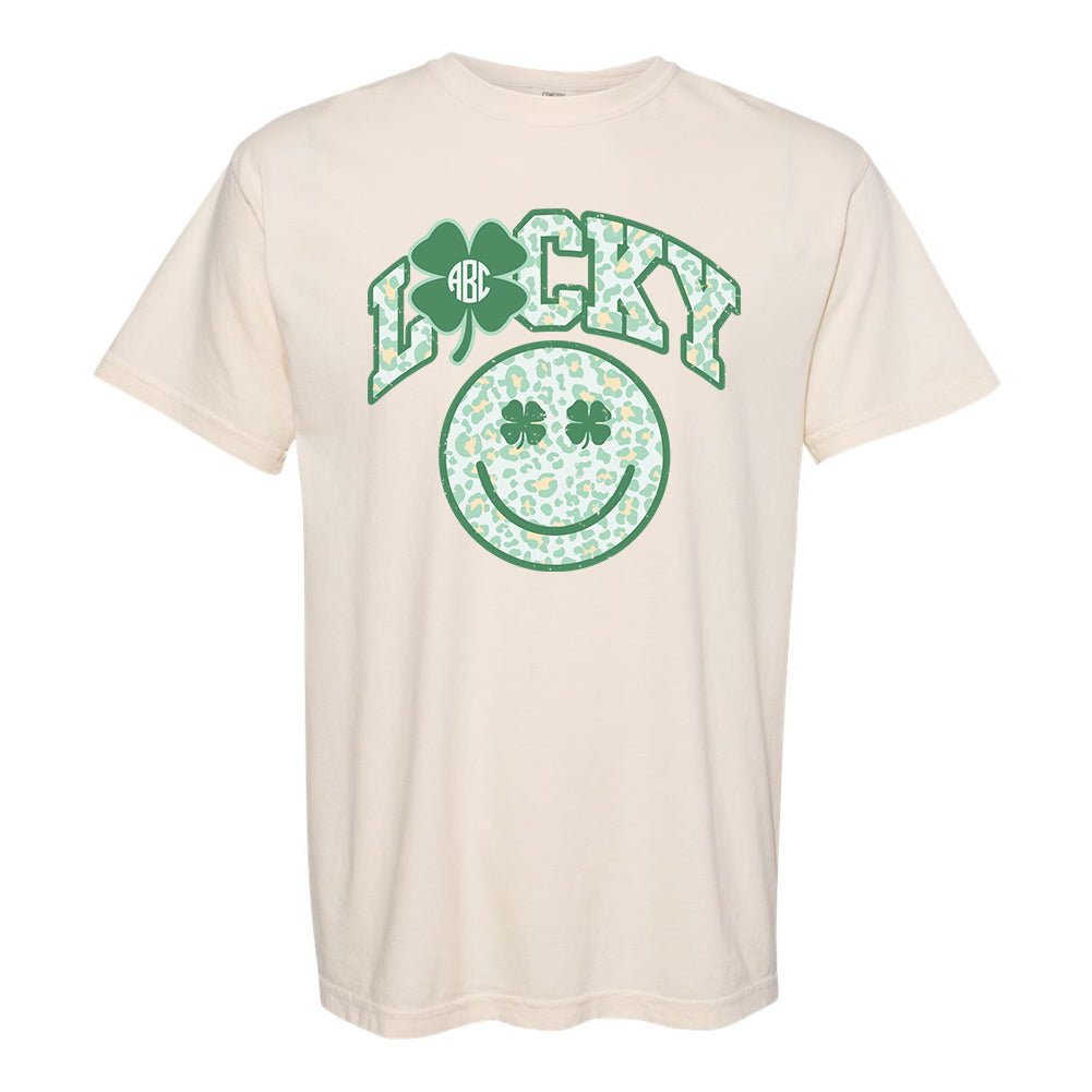 Monogrammed 'Lucky Smiley Face' T-Shirt