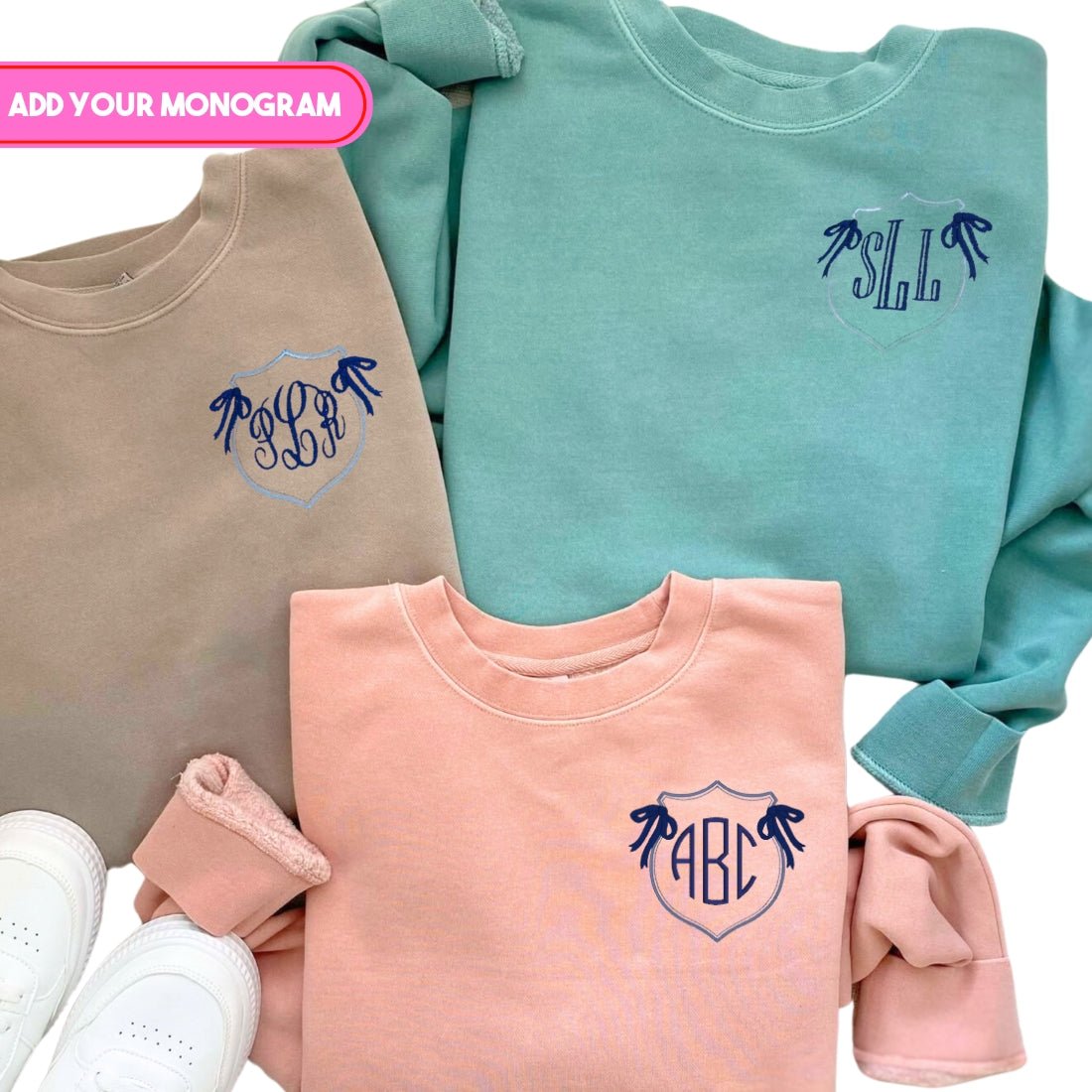 Monogrammed 'Preppy Crest' Cozy Crew