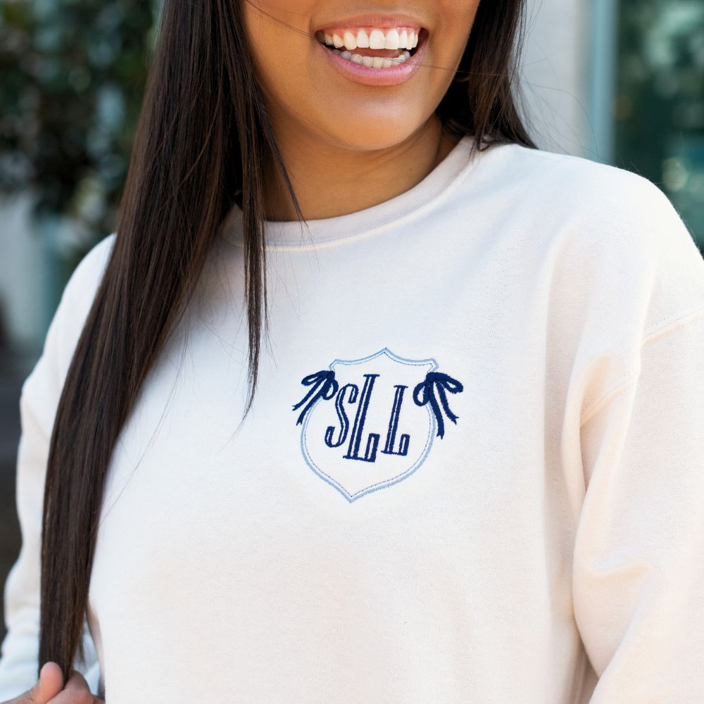 Monogrammed 'Preppy Crest' Crewneck Sweatshirt