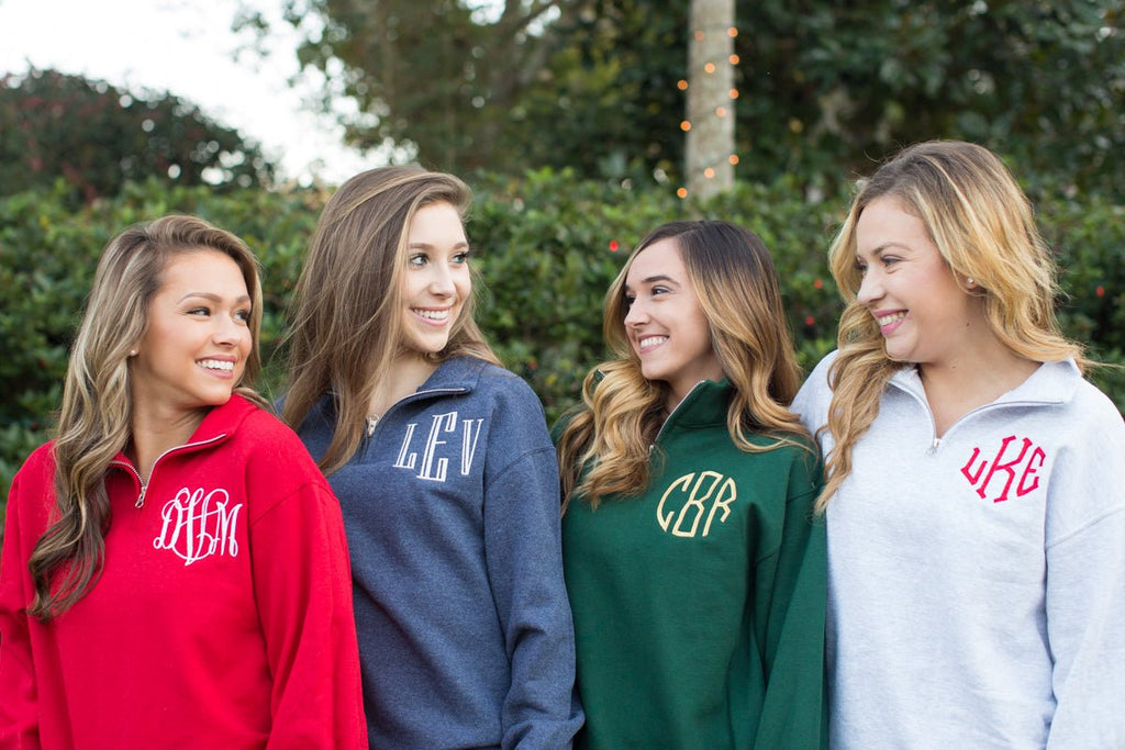 Monogrammed Quarter Zip Sweatshirt