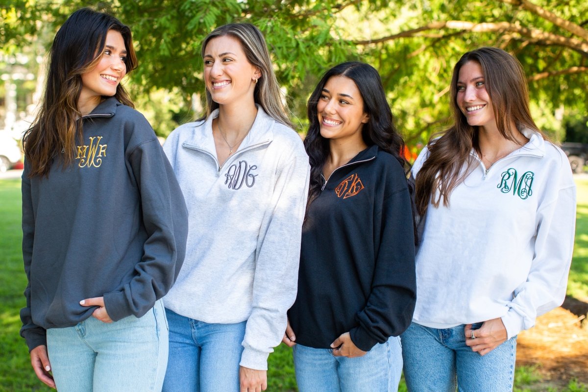Monogrammed Quarter Zip Sweatshirt