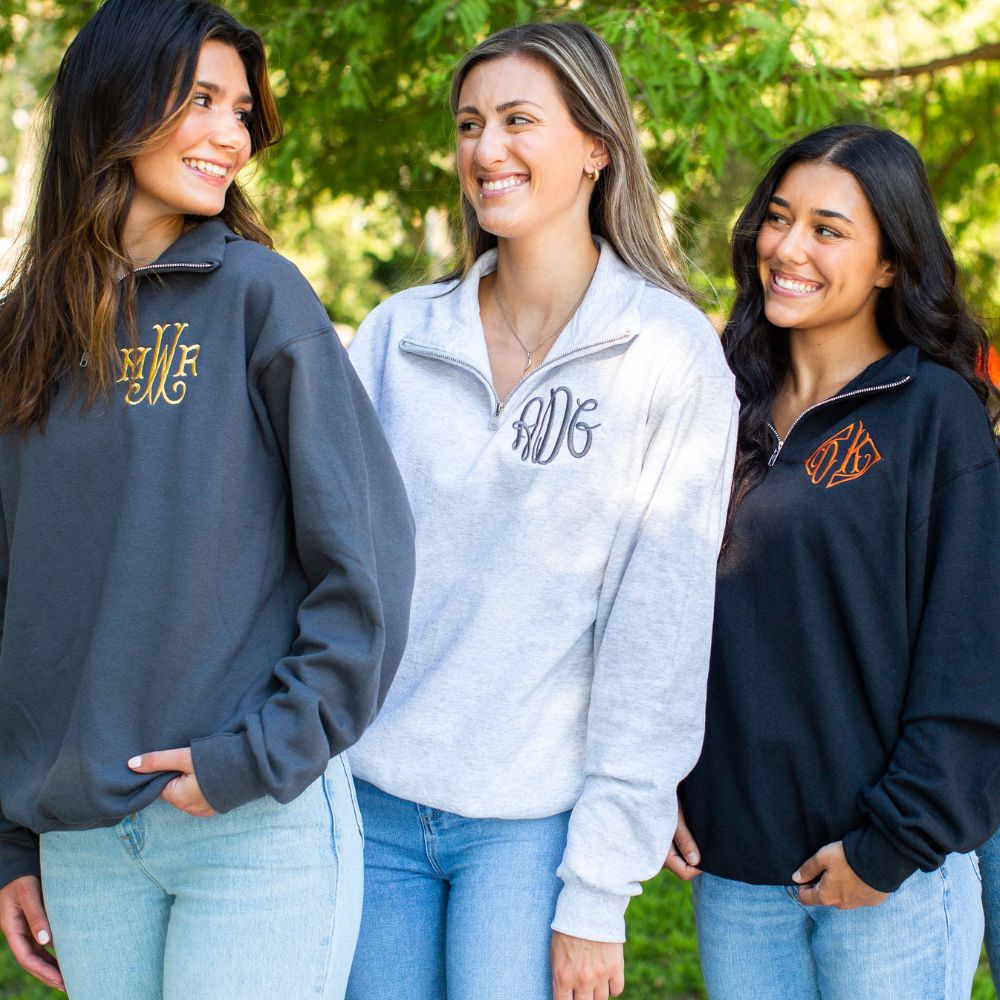 Monogrammed Quarter Zip Sweatshirt