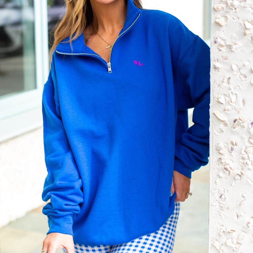 Monogrammed Quarter Zip Sweatshirt