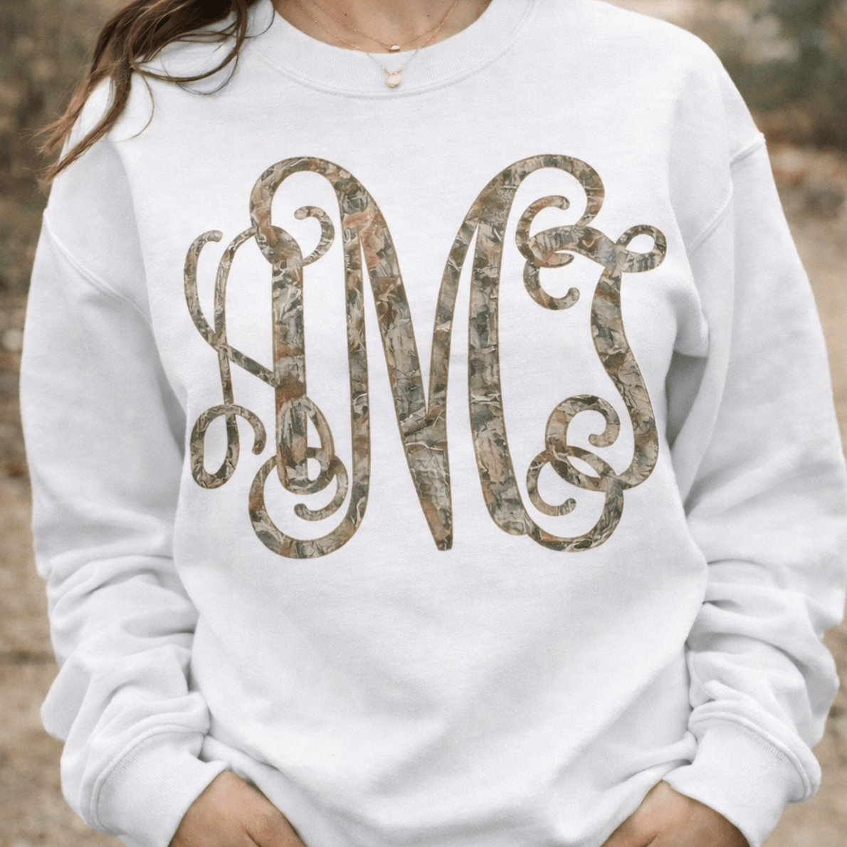 Monogrammed 'RealTree Camo' Big Print Crewneck Sweatshirt