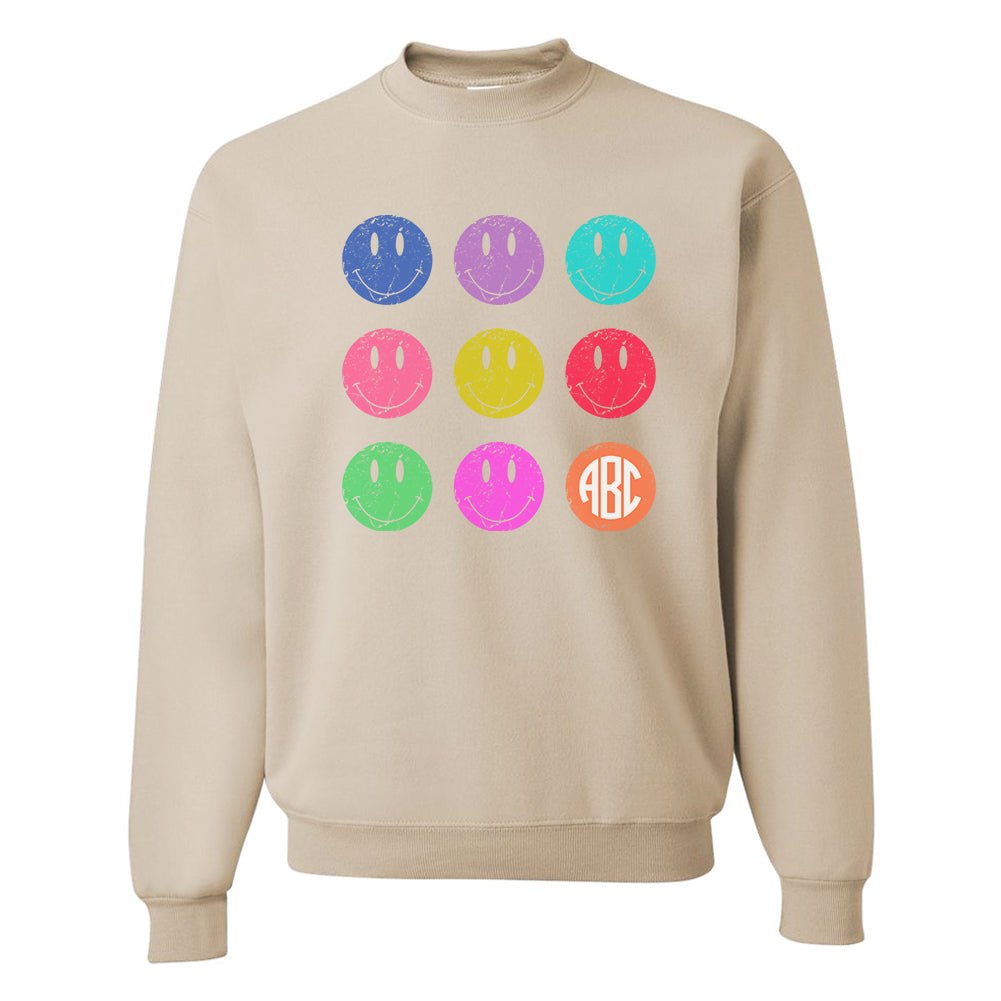 Monogrammed 'Retro Smileys' Crewneck Sweatshirt