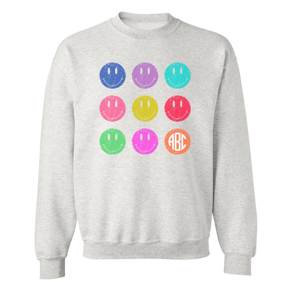 Monogrammed 'Retro Smileys' Crewneck Sweatshirt