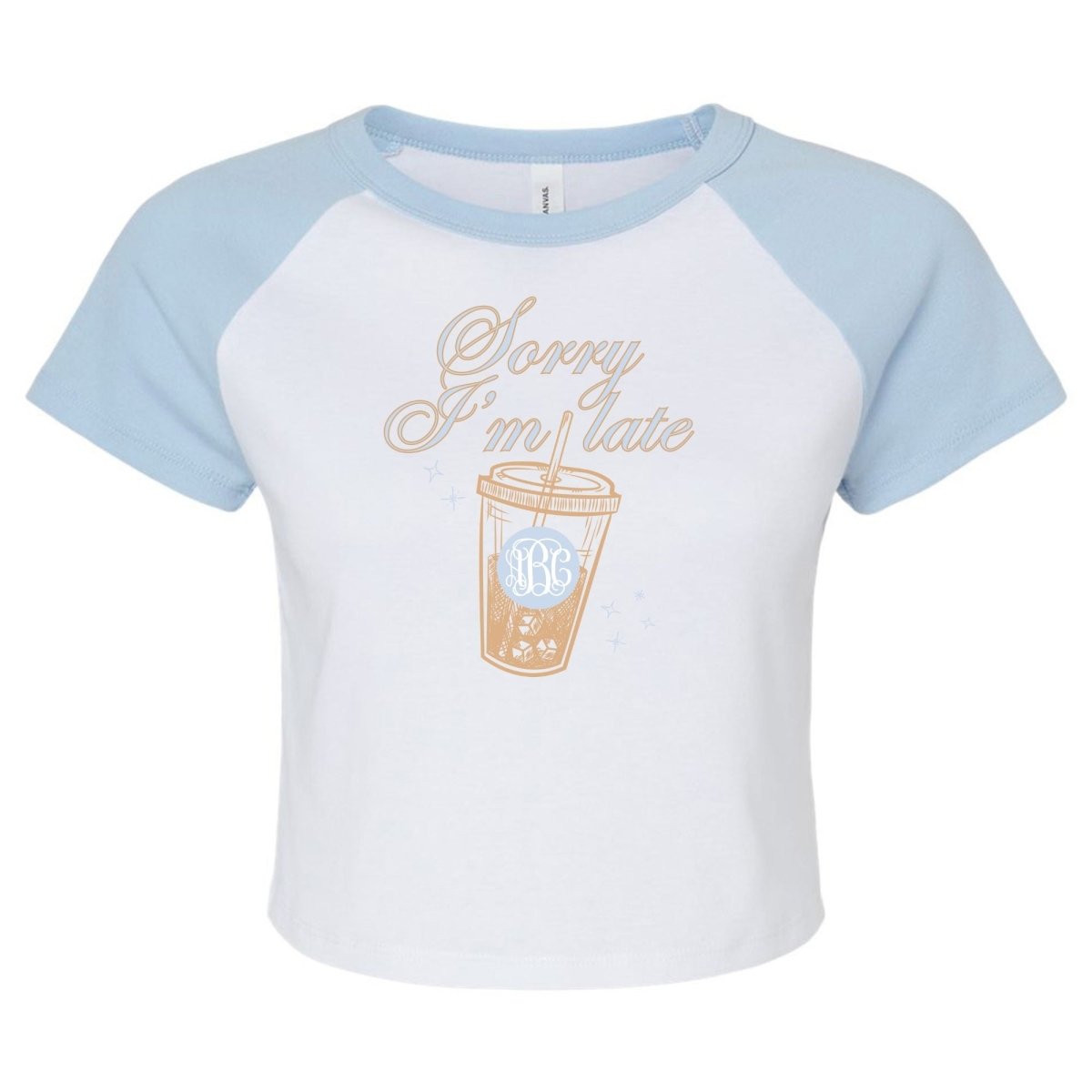 Monogrammed 'Sorry I'm Late' Raglan Baby Tee