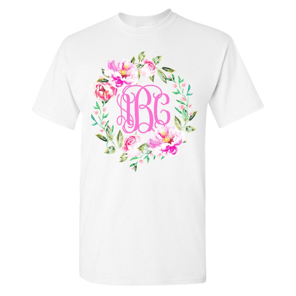 Monogrammed 'Spring Flowers' Basic T-Shirt