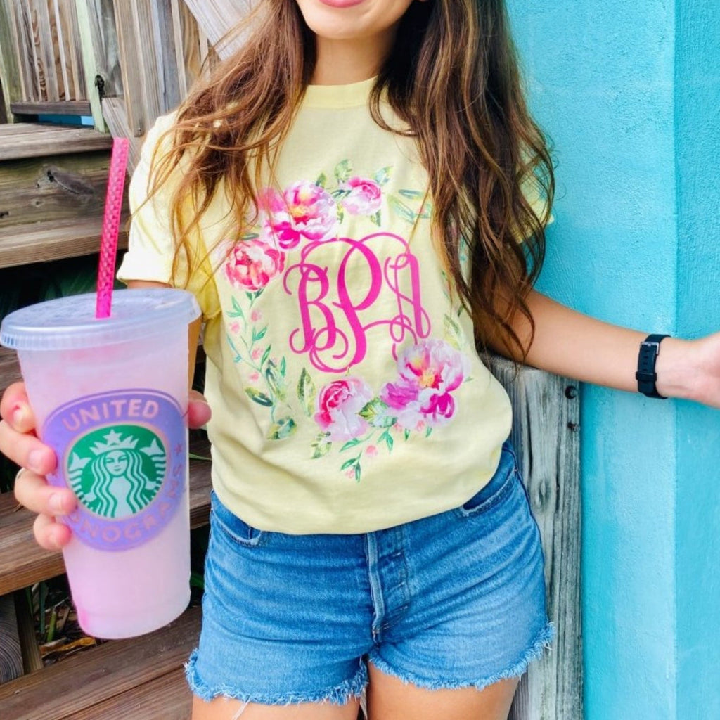 Monogrammed 'Spring Flowers' T-Shirt