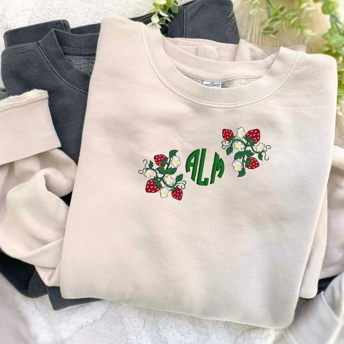 Monogrammed 'Strawberry Fields' Cozy Crew