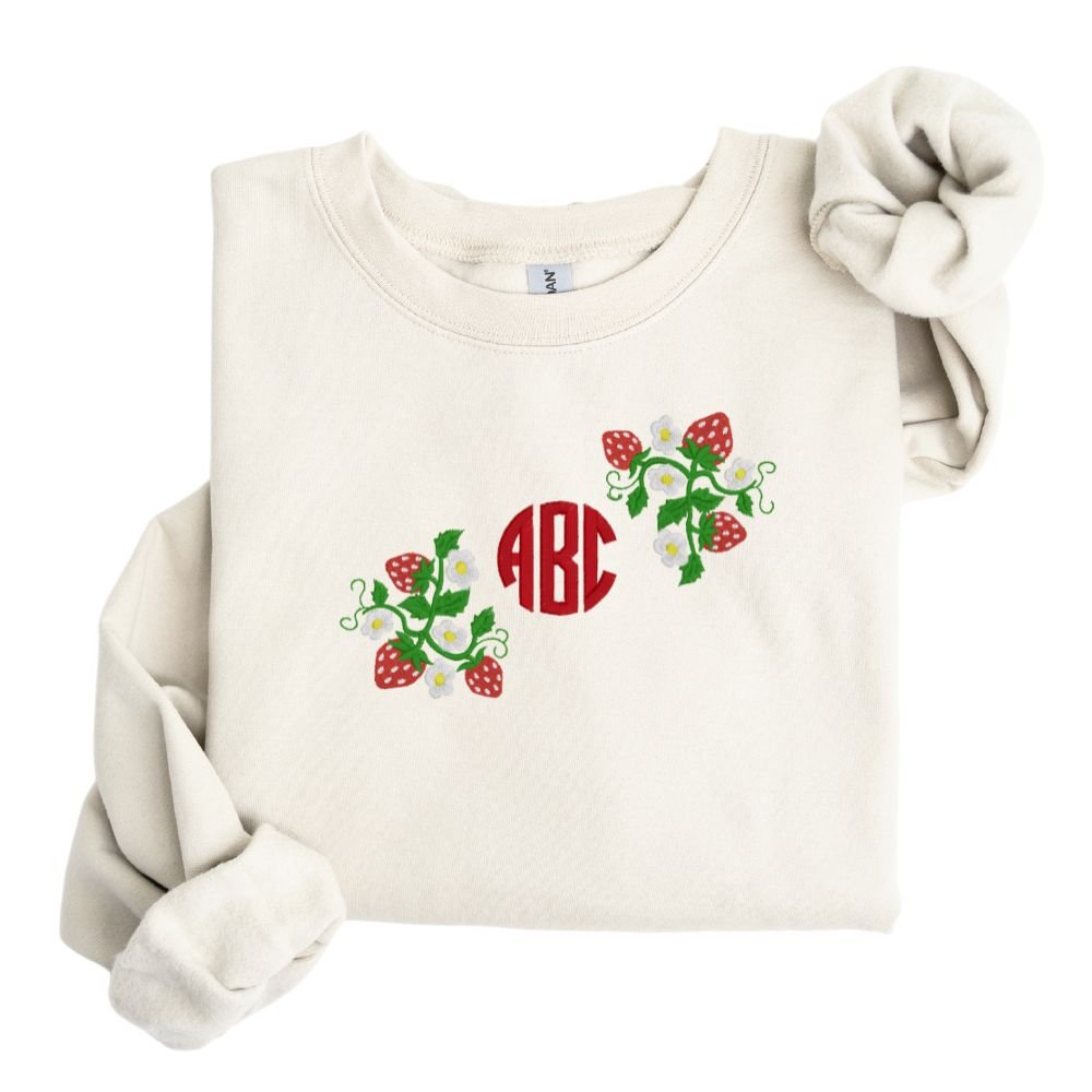 Monogrammed 'Strawberry Fields' Crewneck Sweatshirt