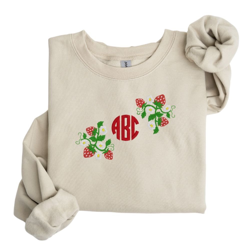 Monogrammed 'Strawberry Fields' Crewneck Sweatshirt