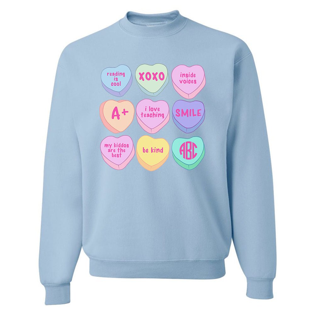 Monogrammed 'Teacher Candy Hearts' Crewneck Sweatshirt