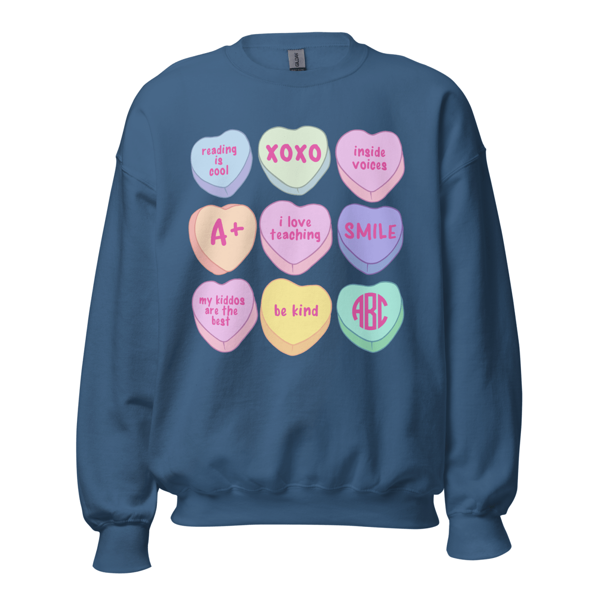 Monogrammed 'Teacher Candy Hearts' Crewneck Sweatshirt