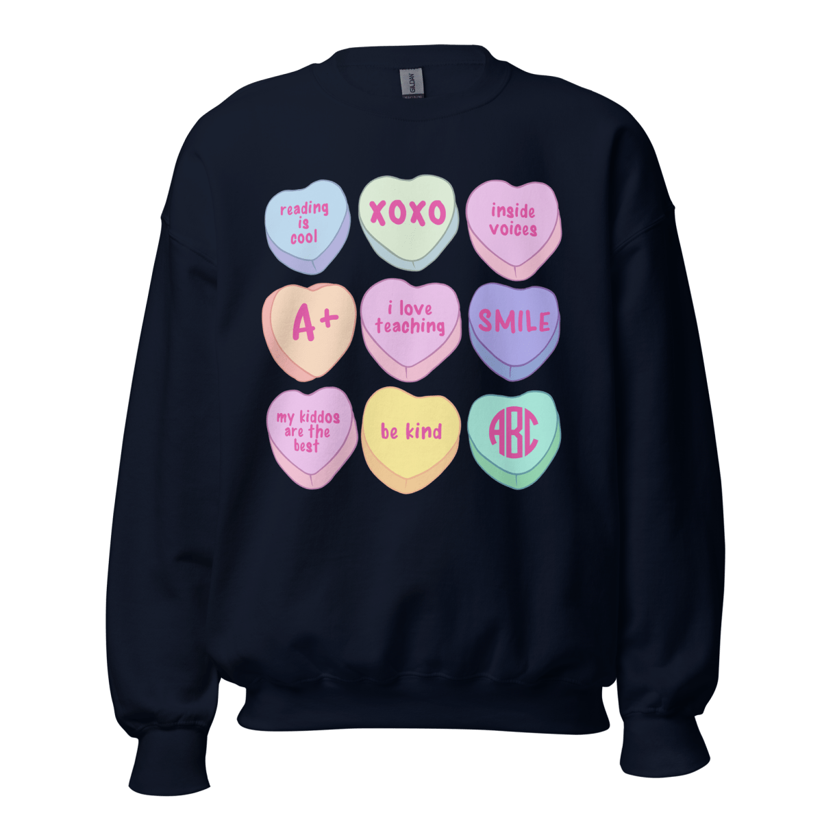 Monogrammed 'Teacher Candy Hearts' Crewneck Sweatshirt