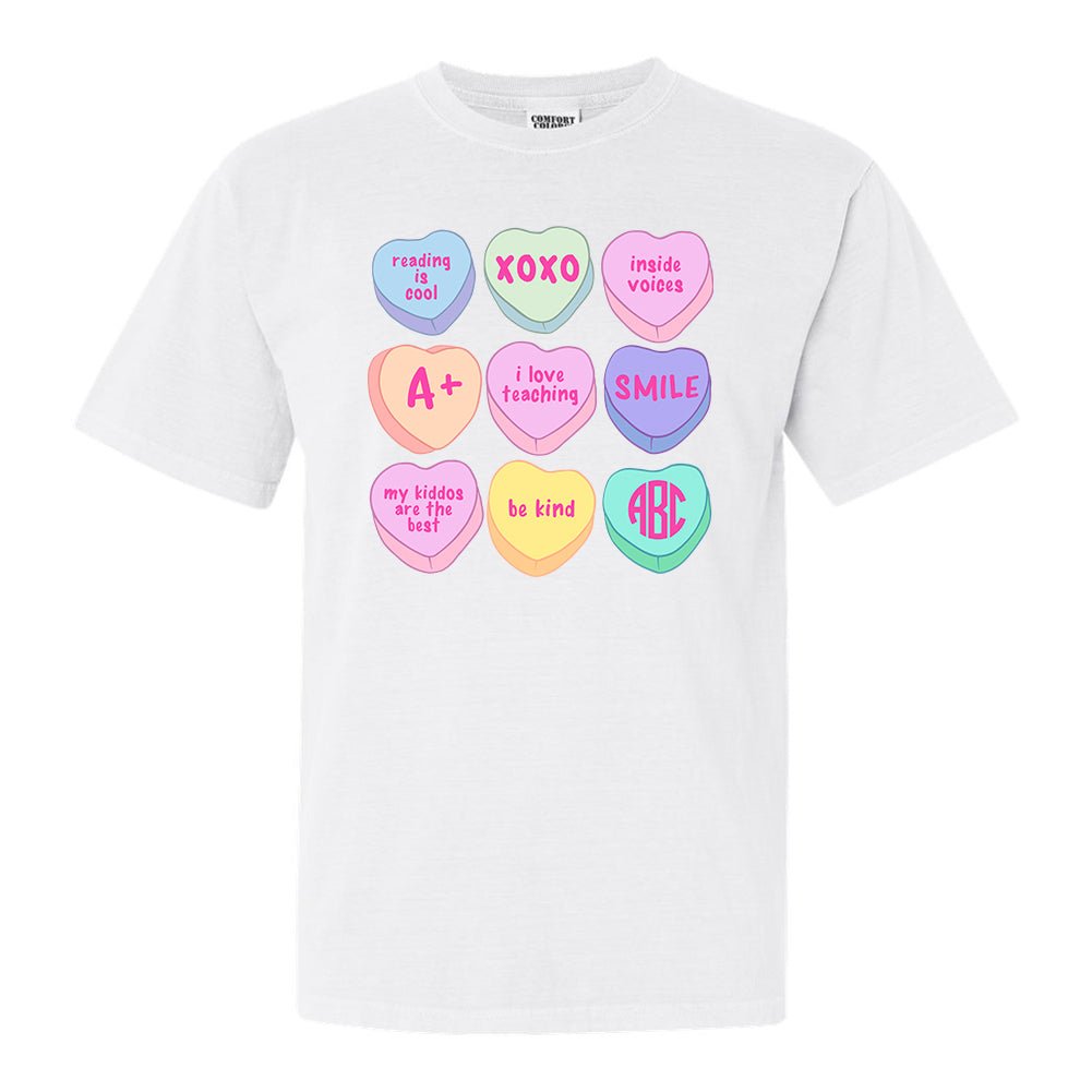 Monogrammed 'Teacher Candy Hearts' T-Shirt
