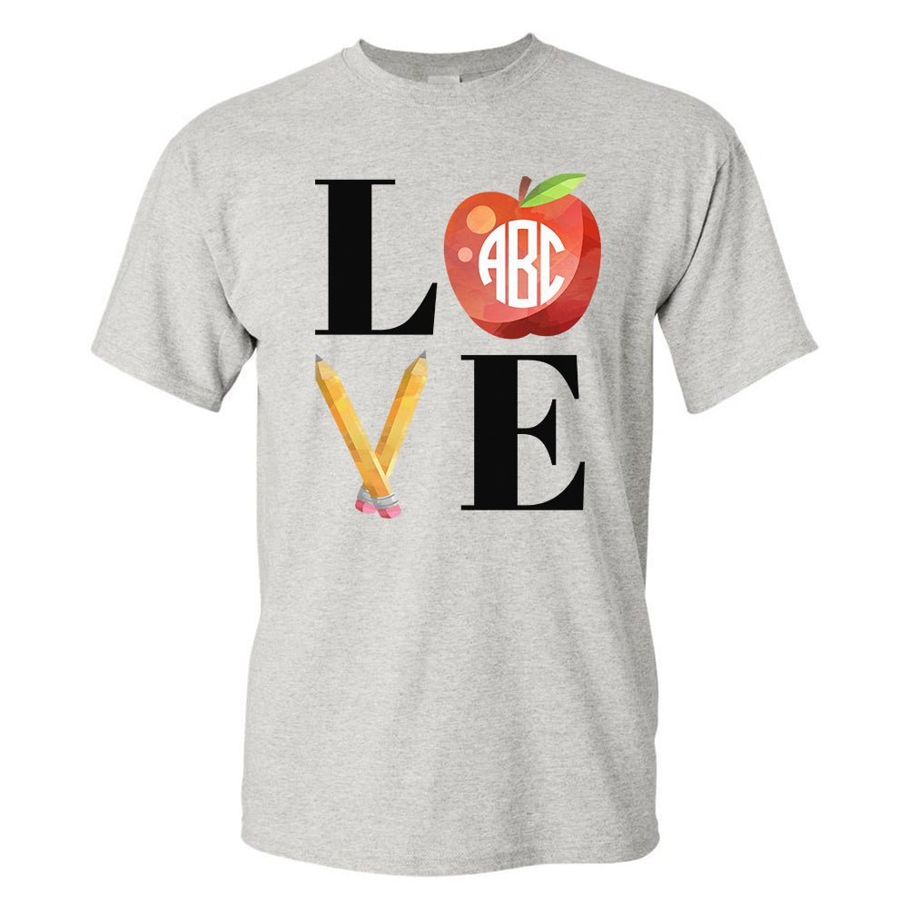 Monogrammed 'Teacher Love' Basic T-Shirt