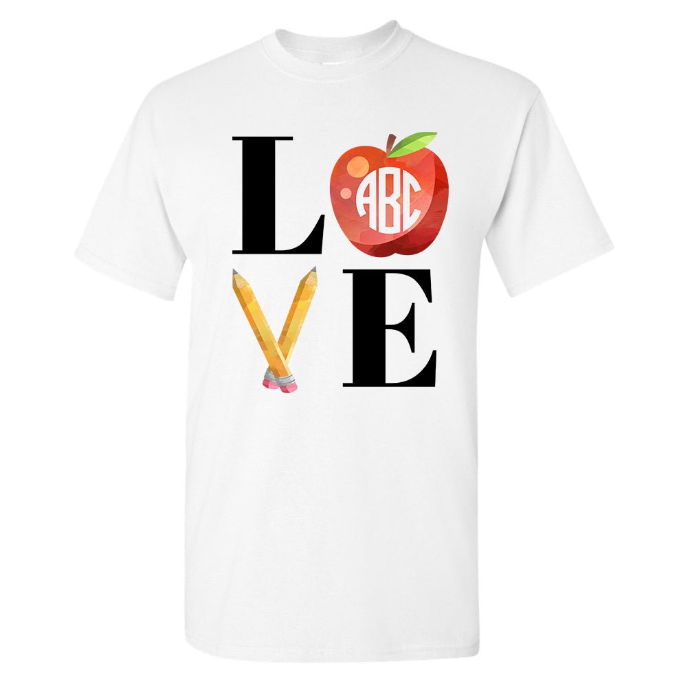 Monogrammed 'Teacher Love' Basic T-Shirt