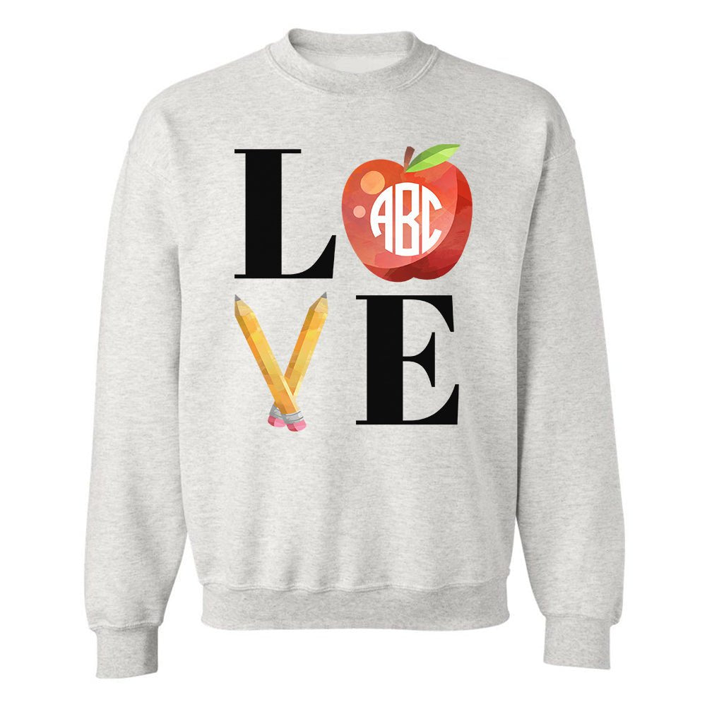 Monogrammed 'Teacher Love' Crewneck Sweatshirt