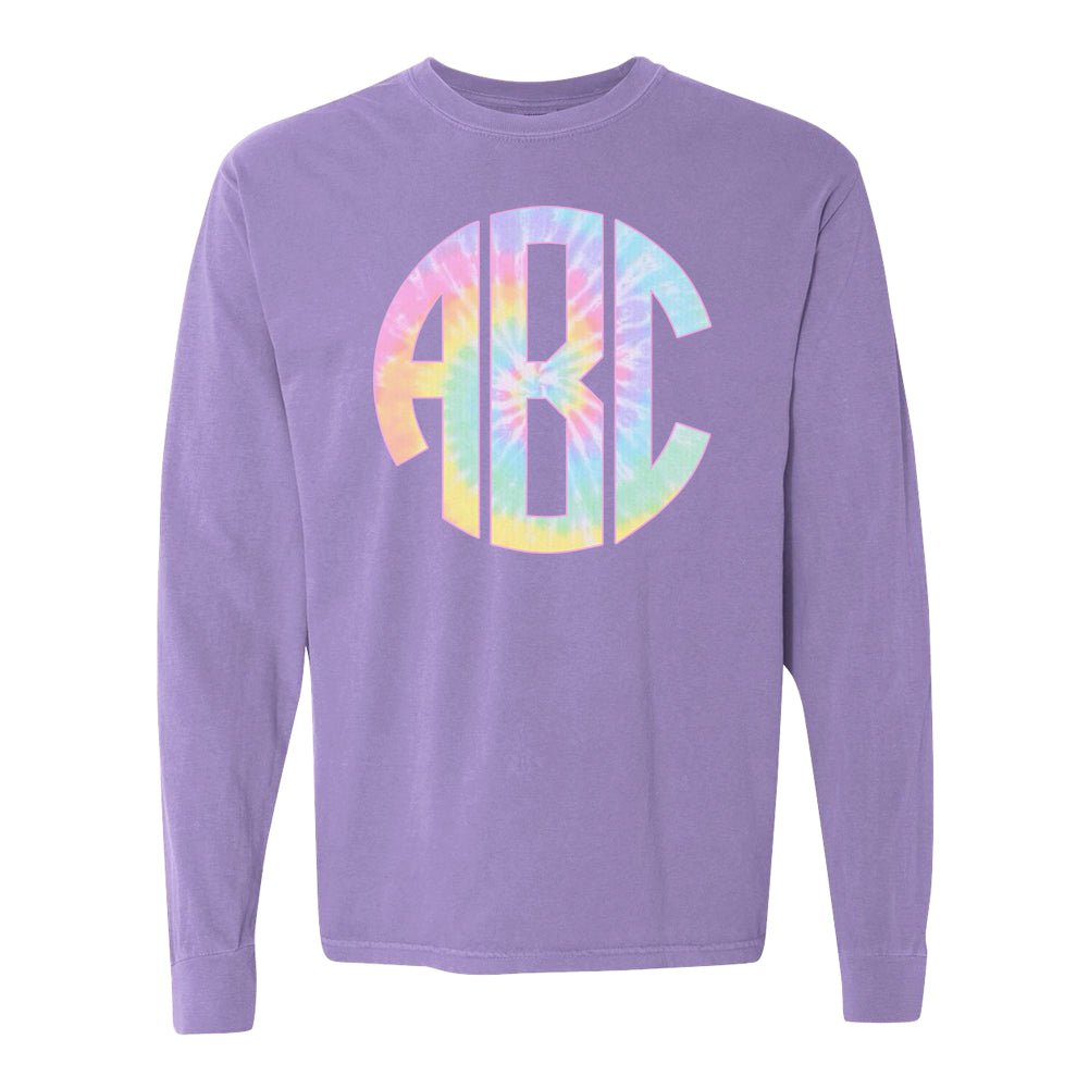 Monogrammed 'Tie Dye' Big Print Long Sleeve T-Shirt