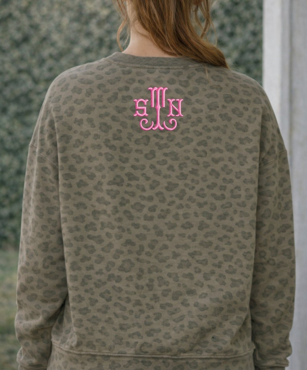 Monogrammed Vintage Leopard Crew