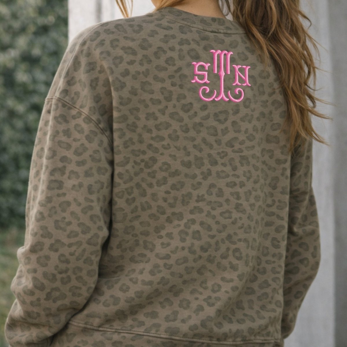 Monogrammed Vintage Leopard Crew