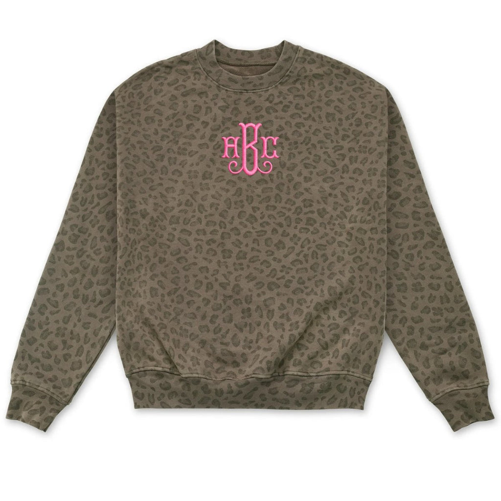 Monogrammed Vintage Leopard Crew