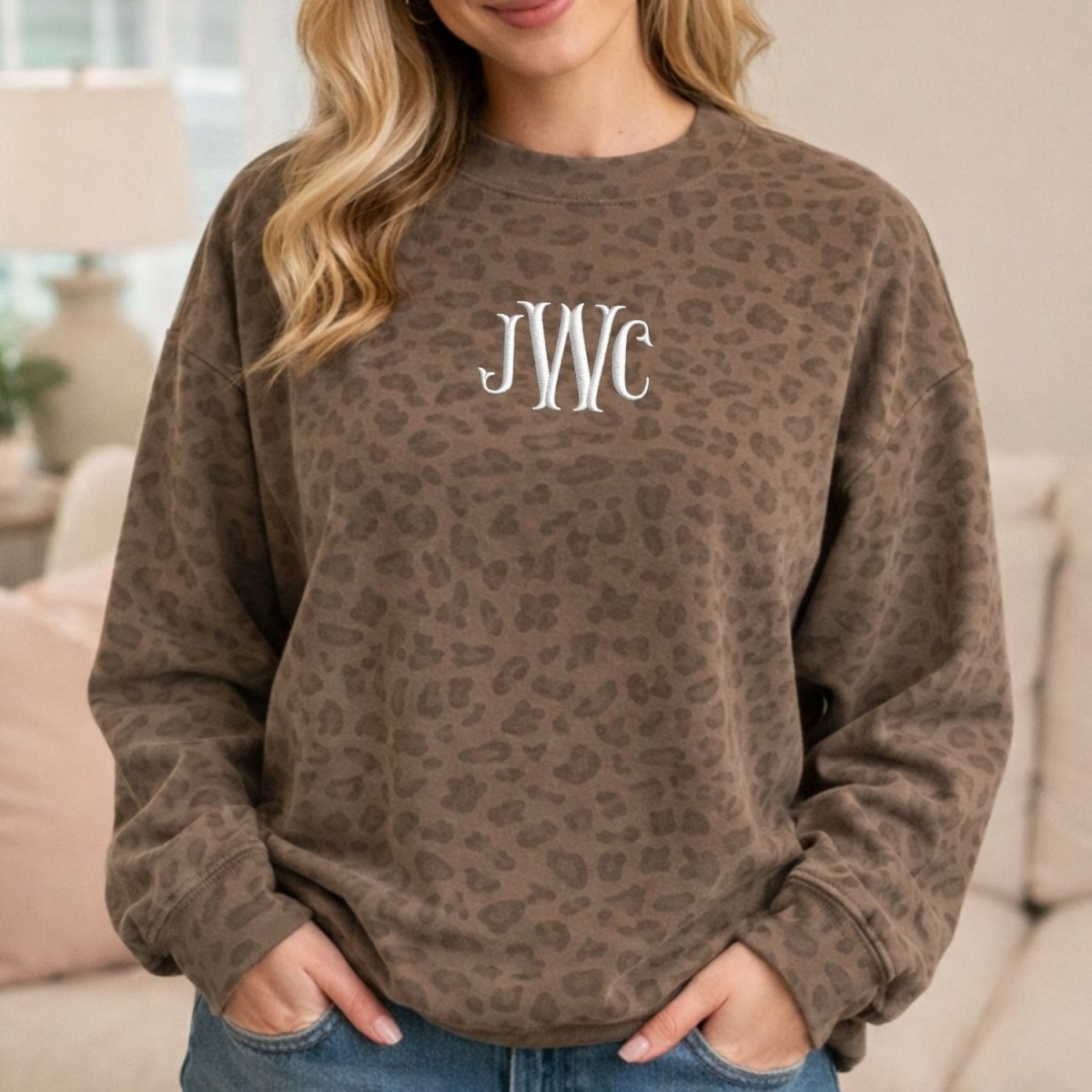 Monogrammed Vintage Leopard Crew