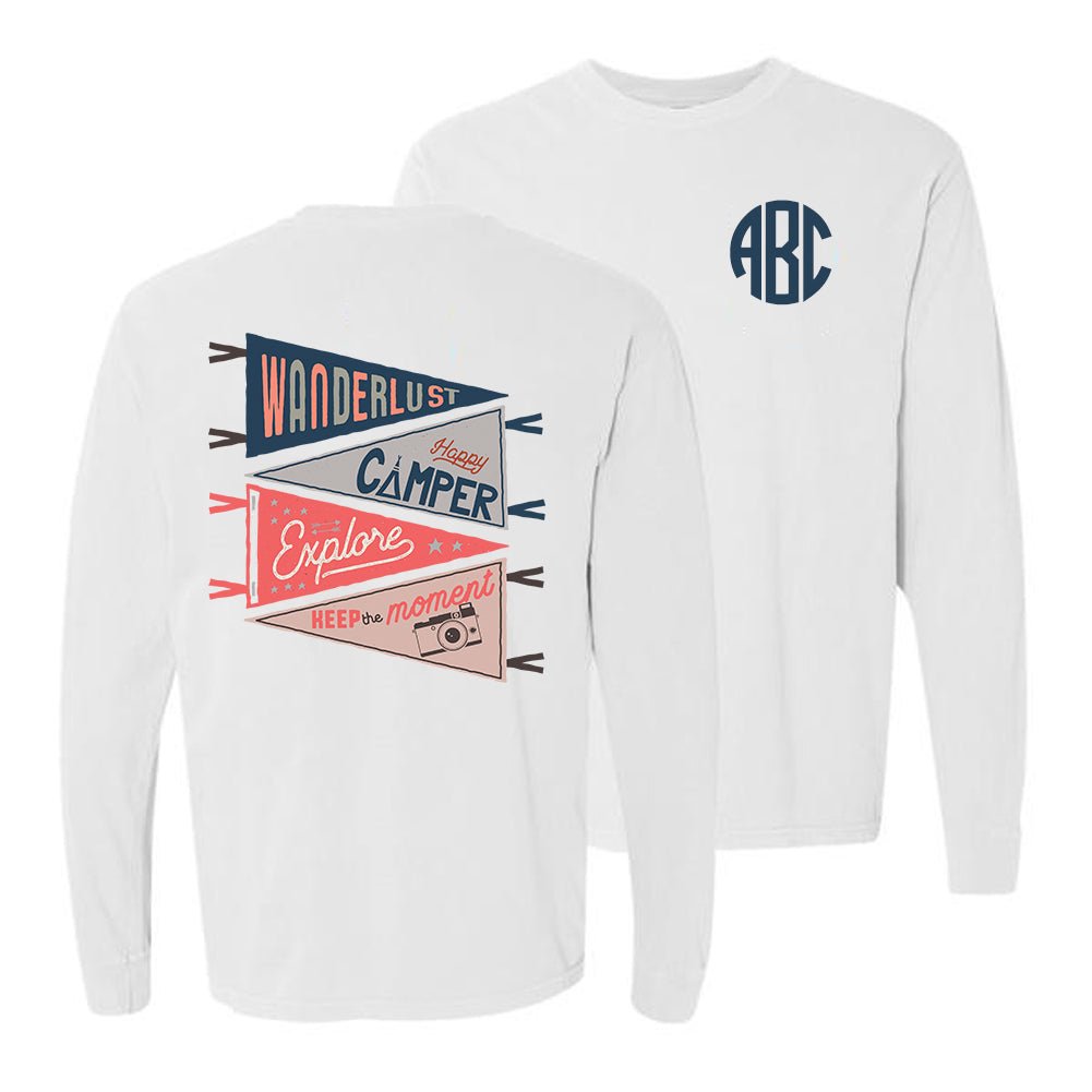 Monogrammed 'Wanderlust' Front & Back Long Sleeve T-Shirt