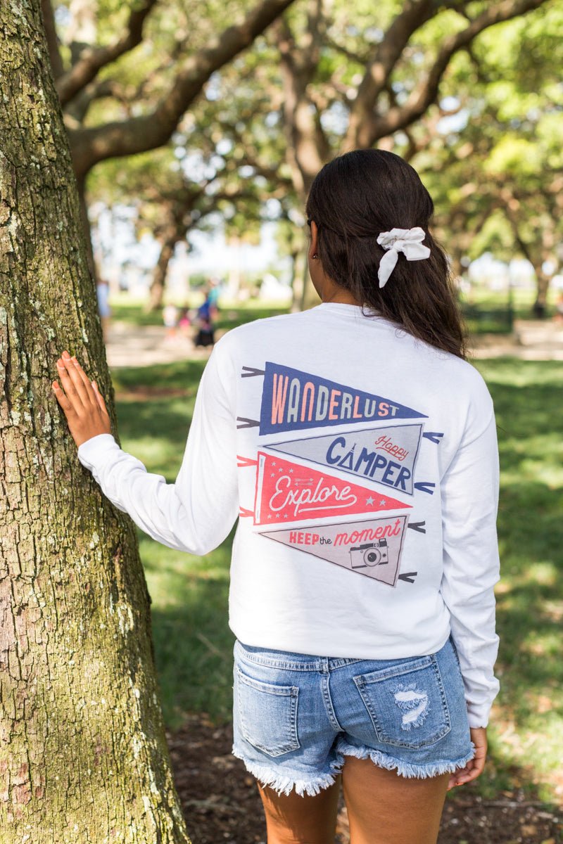 Monogrammed 'Wanderlust' Front & Back Long Sleeve T-Shirt