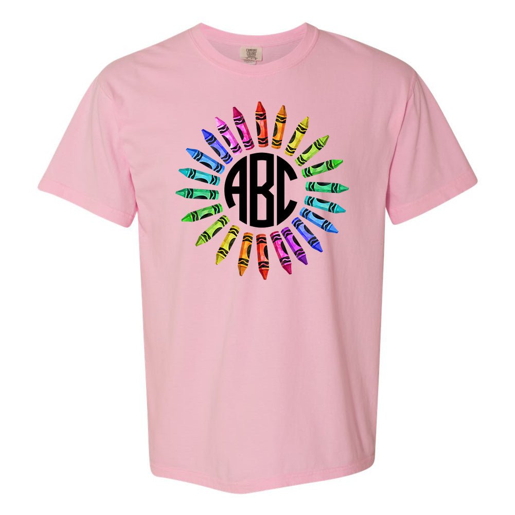 Monogrammed 'Watercolor Crayon Wreath' T-Shirt