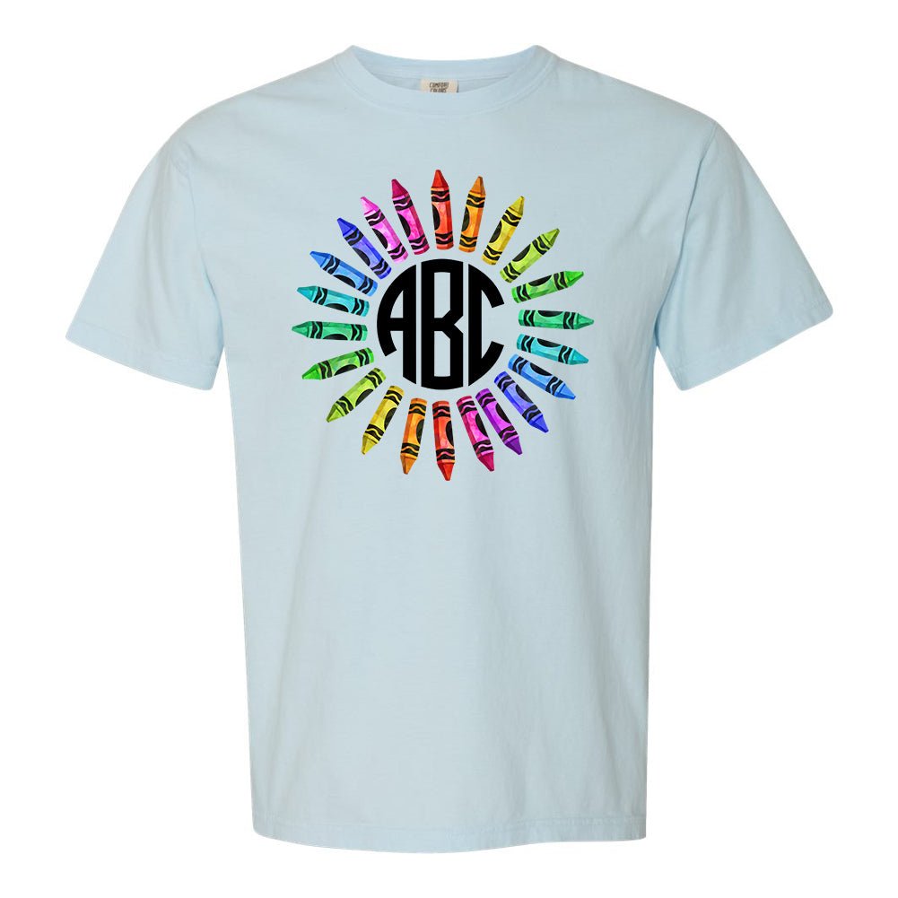Monogrammed 'Watercolor Crayon Wreath' T-Shirt