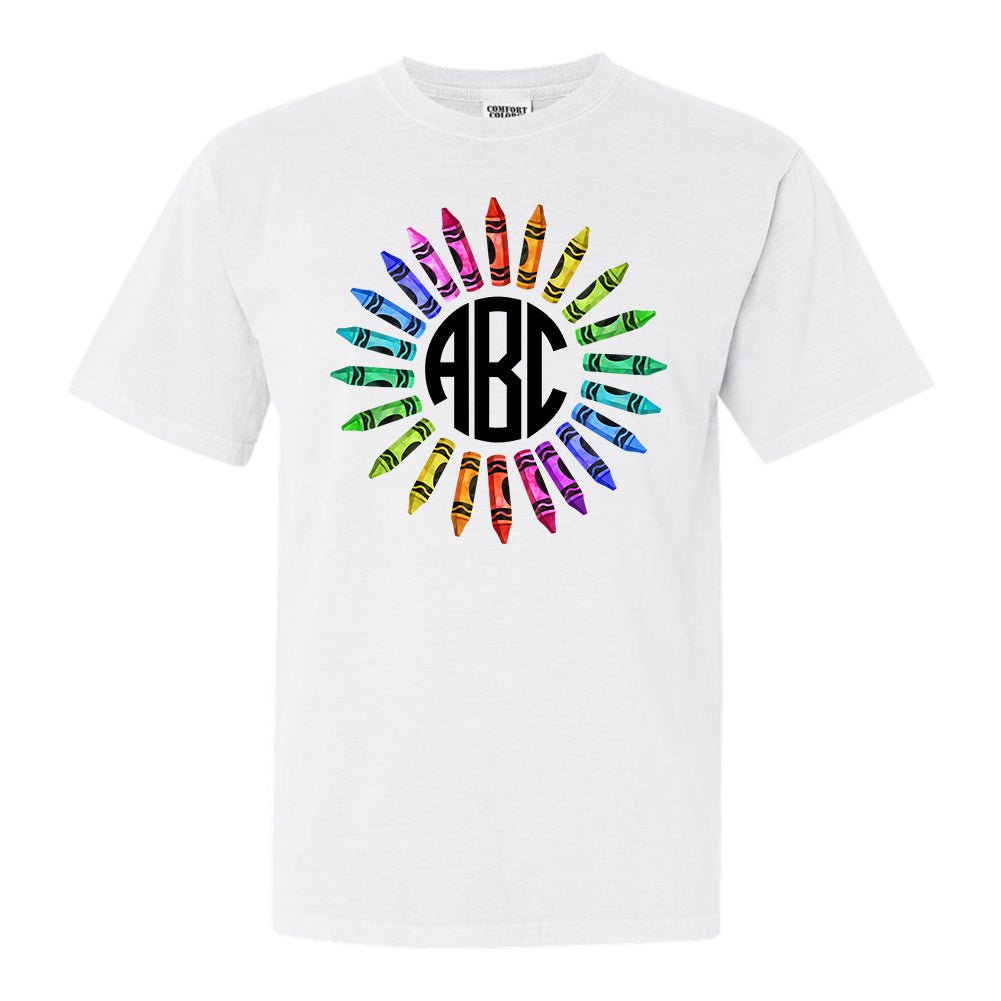 Monogrammed 'Watercolor Crayon Wreath' T-Shirt