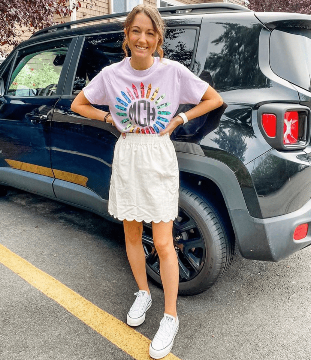 Monogrammed 'Watercolor Crayon Wreath' T-Shirt