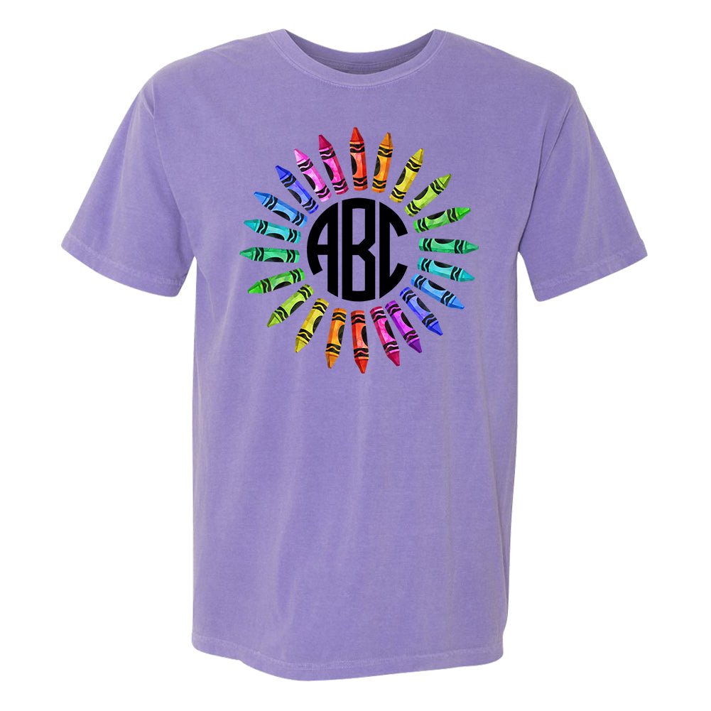 Monogrammed 'Watercolor Crayon Wreath' T-Shirt
