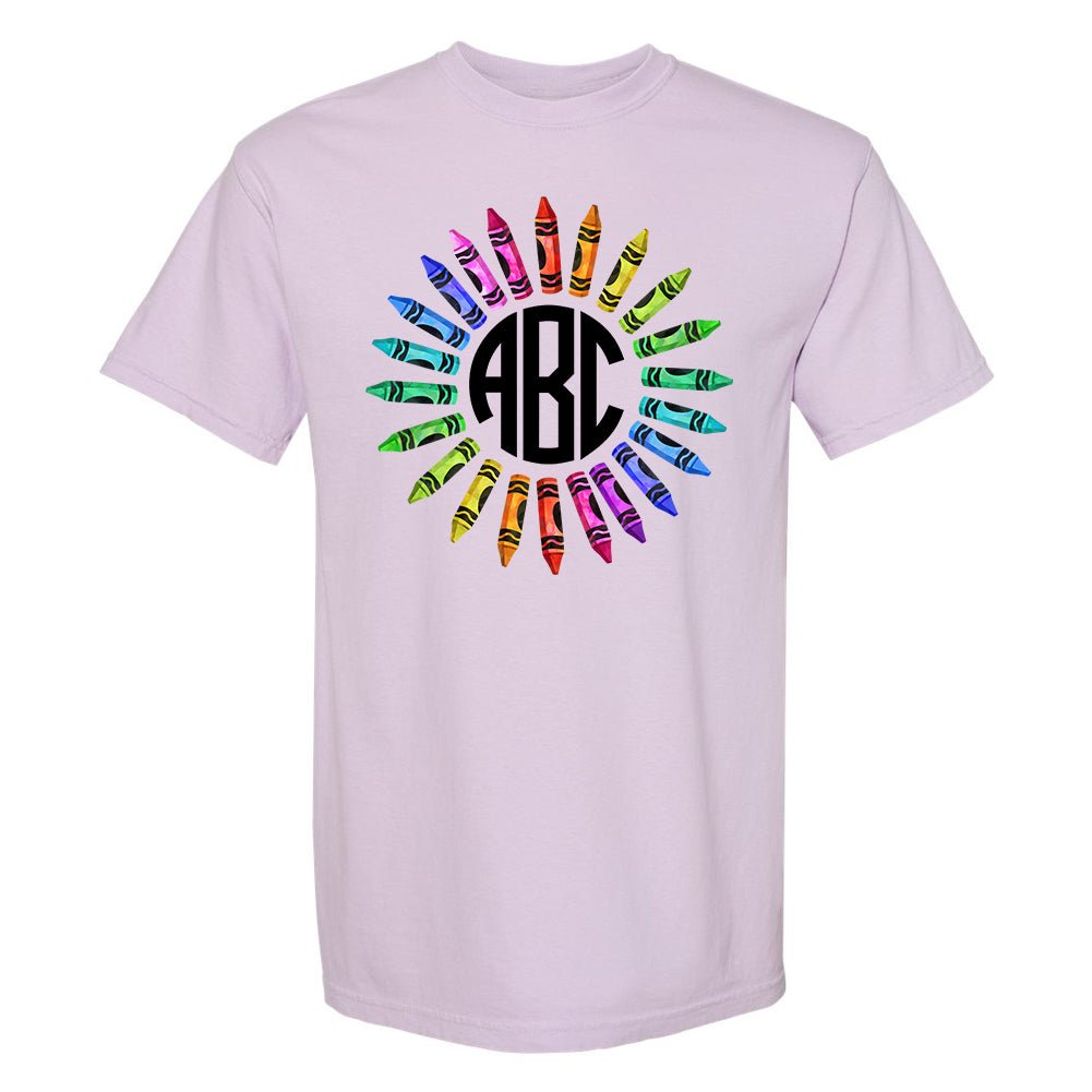 Monogrammed 'Watercolor Crayon Wreath' T-Shirt