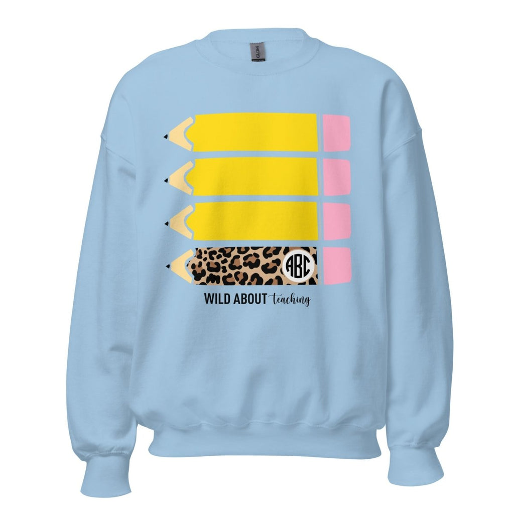Monogrammed 'Wild About Teaching' Crewneck Sweatshirt