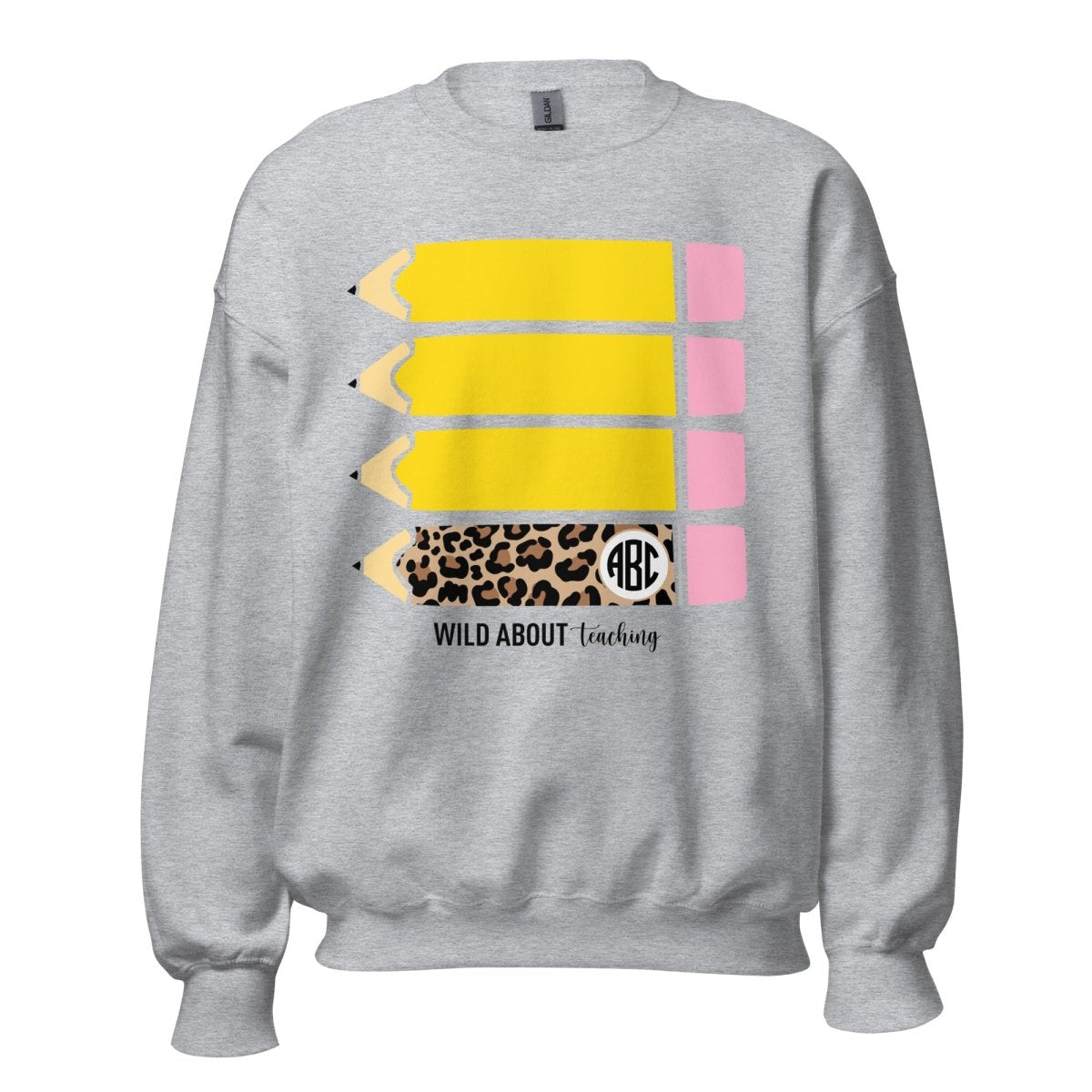 Monogrammed 'Wild About Teaching' Crewneck Sweatshirt